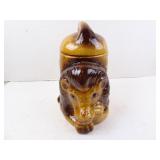 Vintage Lion Shaped Glazed Ceramic Cookie Jar