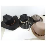 Lot of 4 Vintage Costume Hats - Cowboy Top Hat &