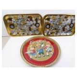 Lot of 3 Vintage Metal Trays - First National