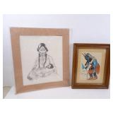 Lot of Native American Art - Pencil Print &