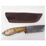 MHS Cutlery Damascus Tanto Knife with Wood Handle