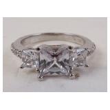 Sterling Silver CZ Stone 3-Stone Ring 3.89gtw