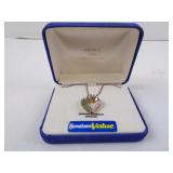 18k Over Sterling Silver Emerald/Diamond Heart