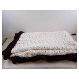 White/Deep Purple Large Crochet Blanket - A few