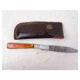 MHS Cutlery Orange/Yellow Wood Damascus Folding
