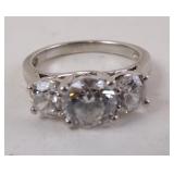 Sterling Silver CZ Stone 3-Stone Ring 3.83gtw
