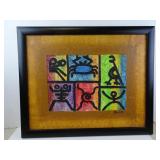 Taino Caribbean Folk Art Acrylic Rune Painting in