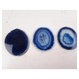 Lot of 3 Blue Agate Mineral Specimen Slices