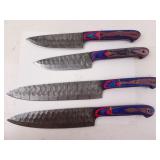 Lot of 4 Matching MHS Cutlery Damascus Steel