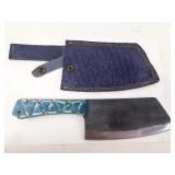 MHS Cutlery Custom Forged Cleaver Knife in Sheath