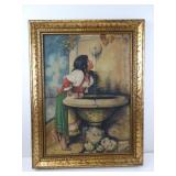 1944 "Roman Girl At A Fountain" Painting by Anne