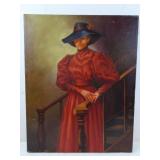 Woman In Red by S. Henderson 1981 Painting on