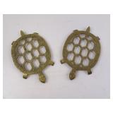 Lot of 2 Brass Turtle Trivets