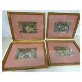 Lot of 4 Matching Vintage Art Prints 13" x 11"