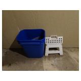 Lot of 3 Recycling Bins & Folding Step Stool