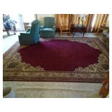 Red Floral Area Rug 13ft x 9.5ft