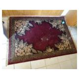 Red Floral Area Rug - Needs Cleaning