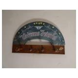 Wood Entry Way Welcome Friends Hook Plaque -