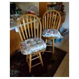 Lot of 2 Swivel Stools w/ Matching Seat Pads