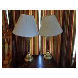 Pair of Brass & Crystal Table Lamps