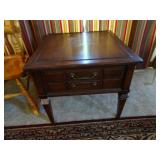 Wood End Table w/ Drawers - Missing Part of