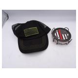 Firefighter Badge Drink Coasters with Flag Hat