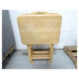 Lot of 3 Light Wood TV Trays on Stand - Well used
