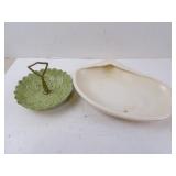 Pair of Vintage Matte Glazed Pottery Pieces -