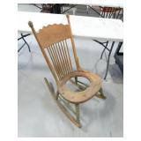 Antique Wood Rocking Chair with Seat Hole