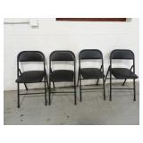 Lot of 4 Matching Black Padded Folding Chairs