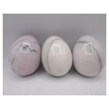 Lot of 3 Polished Howlite Crystal Egg Stones