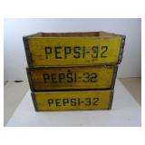 Lot of 3 Vintage Pepsi-32 Wood Bottle Crates