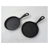 Lot of 2 Cast Iron 5" Small Skillets