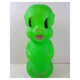 17" Vintage "Baby" Green Blow Mold Pig Coin Bank