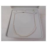 14k Yellow Gold Pearl Necklace & Earrings Set -