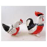 Pair of Vintage Dee Bee Porcelain Rooster & Hen