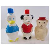 Lot of 3 Vintage Character Soap Bottles - Mickey