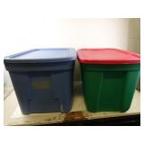 Lot of 2 Lidded Storage Totes