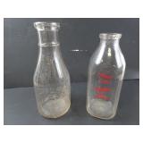 Lot of 2 Glass Milk Bottles