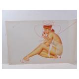 Vintage George Perry Pin-Up Girl On Phone Lithio