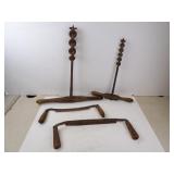 Lot of 4 Antique Tools - Large Drills & Scraping