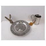Lot of 3 Vintage Pewter Items - Eagle Statue