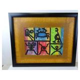 Taino Caribbean Folk Art Acrylic Rune Painting in