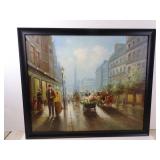 Scene In Paris Painting By R. Rosler in Frame -