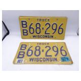 Pair of Matching Wisconsin Truck Gold Tone