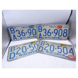 Lot of 4 Vintage Wisconsin Truck White License