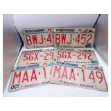 Lot of 6 Wisconsin License Plates - 3 Matching