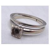 Vintage 14k White Gold Soldered Wedding Set