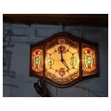 Old Style Faux Stained Glass Clock 14"x7"
