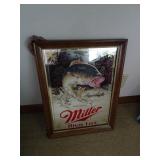Miller High Life Wisconsin Bass Bar Mirror 21" x